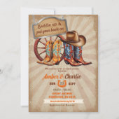 Retro Vintage Laarzen Cowboy Koppels Bruiloft Kaart (Voorkant)