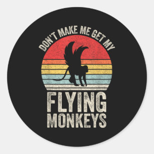 Retro Vintage Laat Me Mijn Vliegende Apen Niet Hal Ronde Sticker