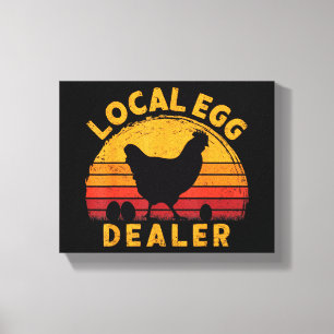 Retro Vintage Lokale Eierhandelaar Boer Kip Ei Canvas Afdruk
