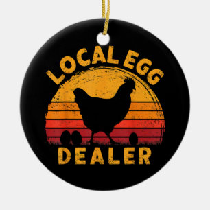 Retro Vintage Lokale Eierhandelaar Boer Kip Ei Keramisch Ornament