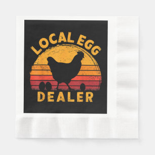 Retro Vintage Lokale Eierhandelaar Boer Kip Ei Servet