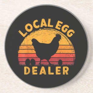 Retro Vintage Lokale Eierhandelaar Boer Kip Ei Zandsteen Onderzetter