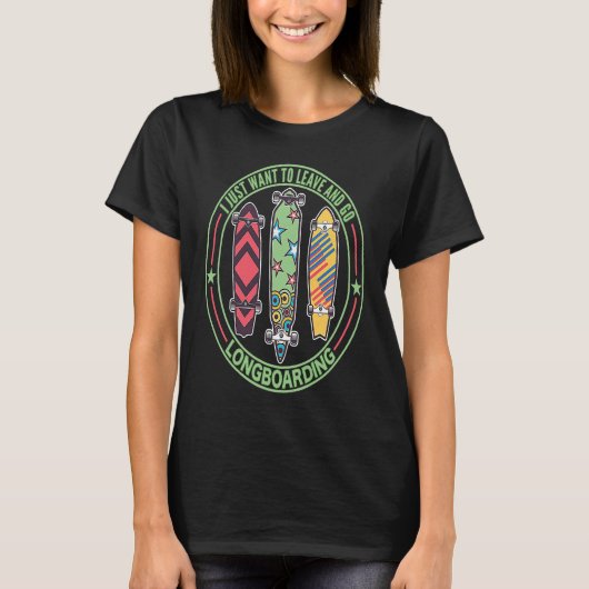 Retro Vintage Longboard Skateboard Grappige Longbo T-shirt (Voorkant)