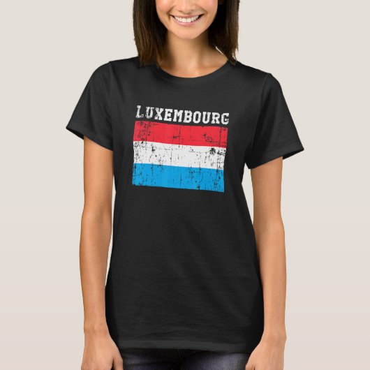 Retro Vintage Luxembourg Flag Luxembgish Roots T-shirt (Voorkant)