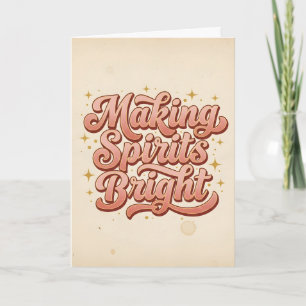 Retro Vintage 'Making Spirits Bright' Kerstmis Feestdagen Kaart