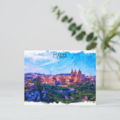 Retro Vintage Malta panorama Waterverf uitzicht Briefkaart (Staand voorkant)