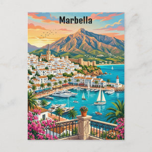 Retro Vintage Marbella Spanje Costa del Sol Briefkaart
