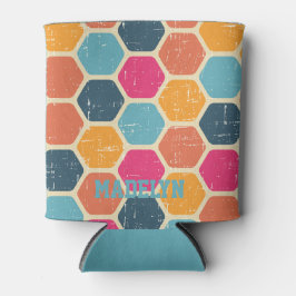 Retro Vintage Marineblauw Schrift Minimalistische  Blikjeskoeler