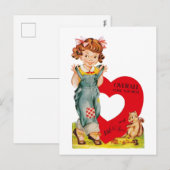 retro vintage meisje Valentijn Feestdagenkaart (Voorkant / Achterkant)