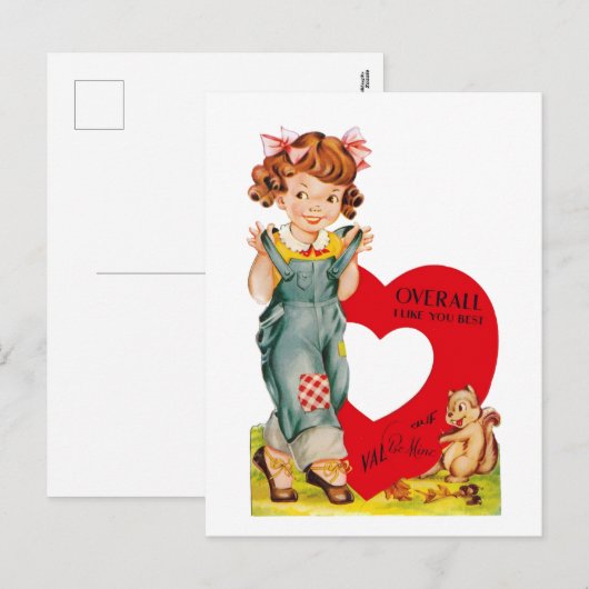 retro vintage meisje Valentijn Feestdagenkaart (Voorkant / Achterkant)