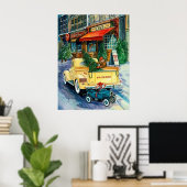 Retro vintage met kerst poster met feestdag (Thuiskantoor)