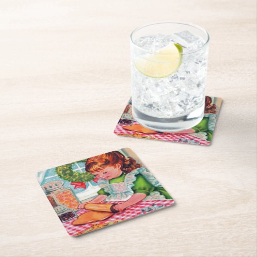 Retro vintage met kerstcadeautjes onderzetter (Insitu)