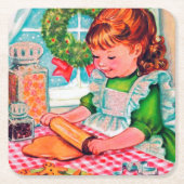 Retro vintage met kerstcadeautjes onderzetter (Voorkant)