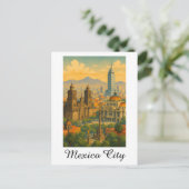 Retro Vintage Mexico City CDMX Reizen Briefkaart (Staand voorkant)
