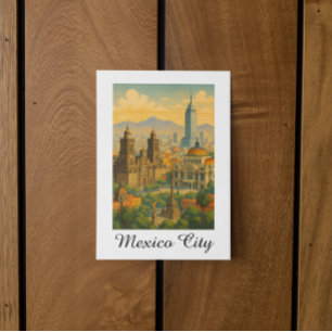 Retro Vintage Mexico City CDMX Reizen Briefkaart