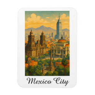 Retro Vintage Mexico City CDMX Reizen Magneet