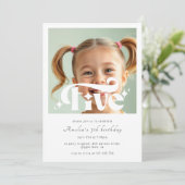 Retro Vintage Modern 5th Birthday Photo Kaart (Staand voorkant)