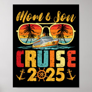 Retro Vintage Moeder En Zoon Cruise 2025 Mama Moed Poster
