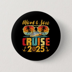 Retro Vintage Moeder En Zoon Cruise 2025 Mama Moed Ronde Button 5,7 Cm