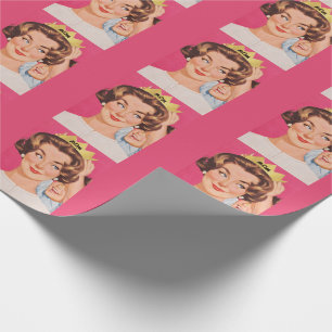 Retro Vintage Moeder Kroon Moederdag Cadeaupapier