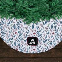 Retro Vintage Monogram Kerst Planten Patroon