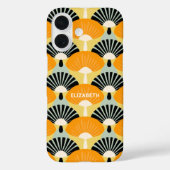 Retro Vintage Mosterd Zwarte Patroon Gepersonalise Case-Mate iPhone Case (Achterkant)