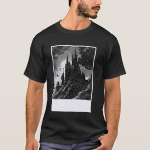 Retro Vintage Mythisch Middeleeuws Kasteel Donkere T-shirt