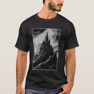 Retro Vintage Mythisch Middeleeuws Kasteel Donkere T-shirt