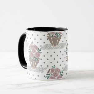Retro vintage naadloze bloemen bloem polka stip wi mok