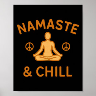 Retro Vintage Namaste En Chill Meditatie En Yoga Poster