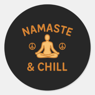 Retro Vintage Namaste En Chill Meditatie En Yoga Ronde Sticker