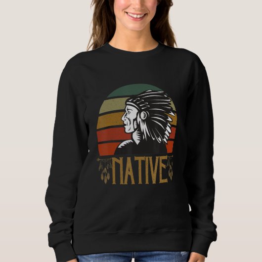 Retro Vintage Native American Indigenous Tribe Men Trui (Voorkant)