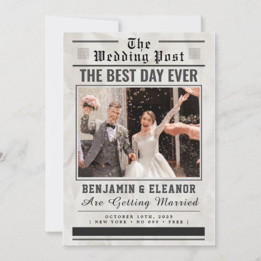 Retro Vintage Newspaper Wedding Invitation (Voorkant)