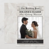 Retro Vintage Newspaper Wedding Invitation (Voorkant / Achterkant)