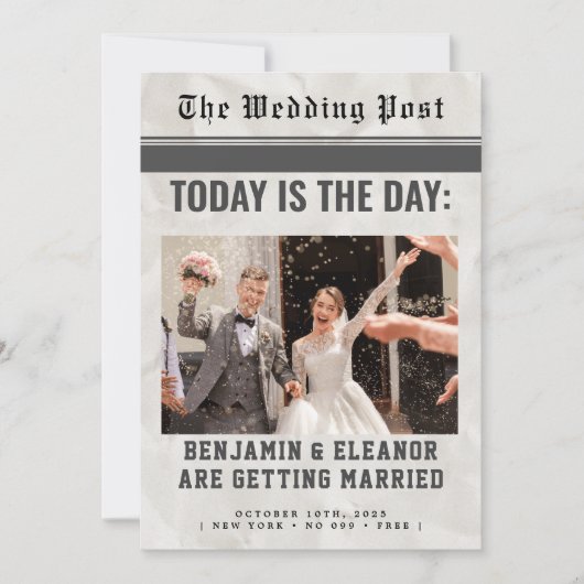 Retro Vintage Newspaper Wedding Invitation (Voorkant)