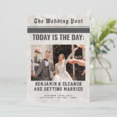 Retro Vintage Newspaper Wedding Invitation (Staand voorkant)
