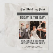 Retro Vintage Newspaper Wedding Invitation (Voorkant / Achterkant)