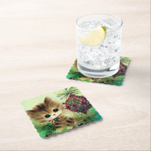 Retro Vintage onderzetter van de de kattenpartij