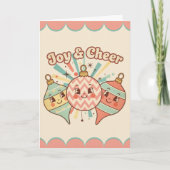 Retro Vintage Ornament Joy Christmas Feestdagen Kaart (Voorkant)