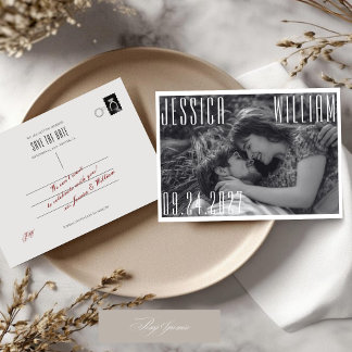 Retro Vintage Oud Geld Trouwfoto Save The Date