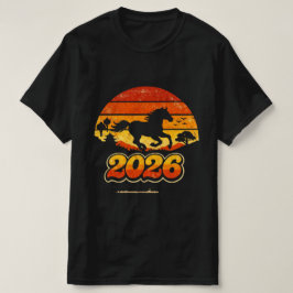 Retro Vintage Paard Zonsondergang 2026 T-shirt
