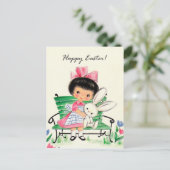 Retro vintage Paas meisje Vakantie kaart (Staand voorkant)