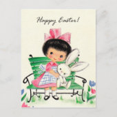Retro vintage Paas meisje Vakantie kaart (Voorkant)