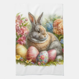 Retro Vintage Paashaas Bloem Keukenhanddoeken