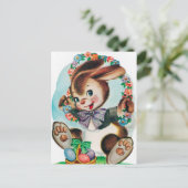 Retro vintage paashaas vakantie ansichtkaart feestdagenkaart (Staand voorkant)