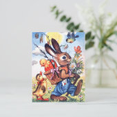 Retro vintage paashaas vakantie ansichtkaart feestdagenkaart (Staand voorkant)