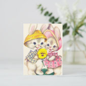 Retro vintage paashaas vakantie ansichtkaart feestdagenkaart (Staand voorkant)