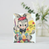 Retro Vintage Paashaas Vakantie Kaart (Staand voorkant)