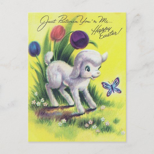 retro vintage paaslam vakantie ansichtkaart feestdagenkaart (Voorkant)