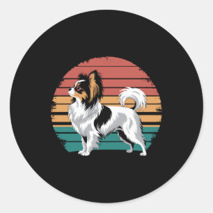Retro Vintage Papillon Hondenliefhebber Dier Papil Ronde Sticker